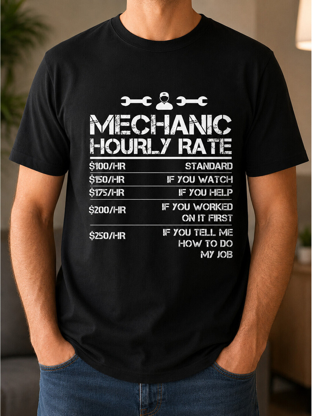 Funny Mechanic Hourly Rate Shirt, Garage Mechanic Gift Tee